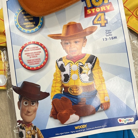 Toy Story Woody 12-18 Months Snap closure with Hat Like New - Picture 2 of 4